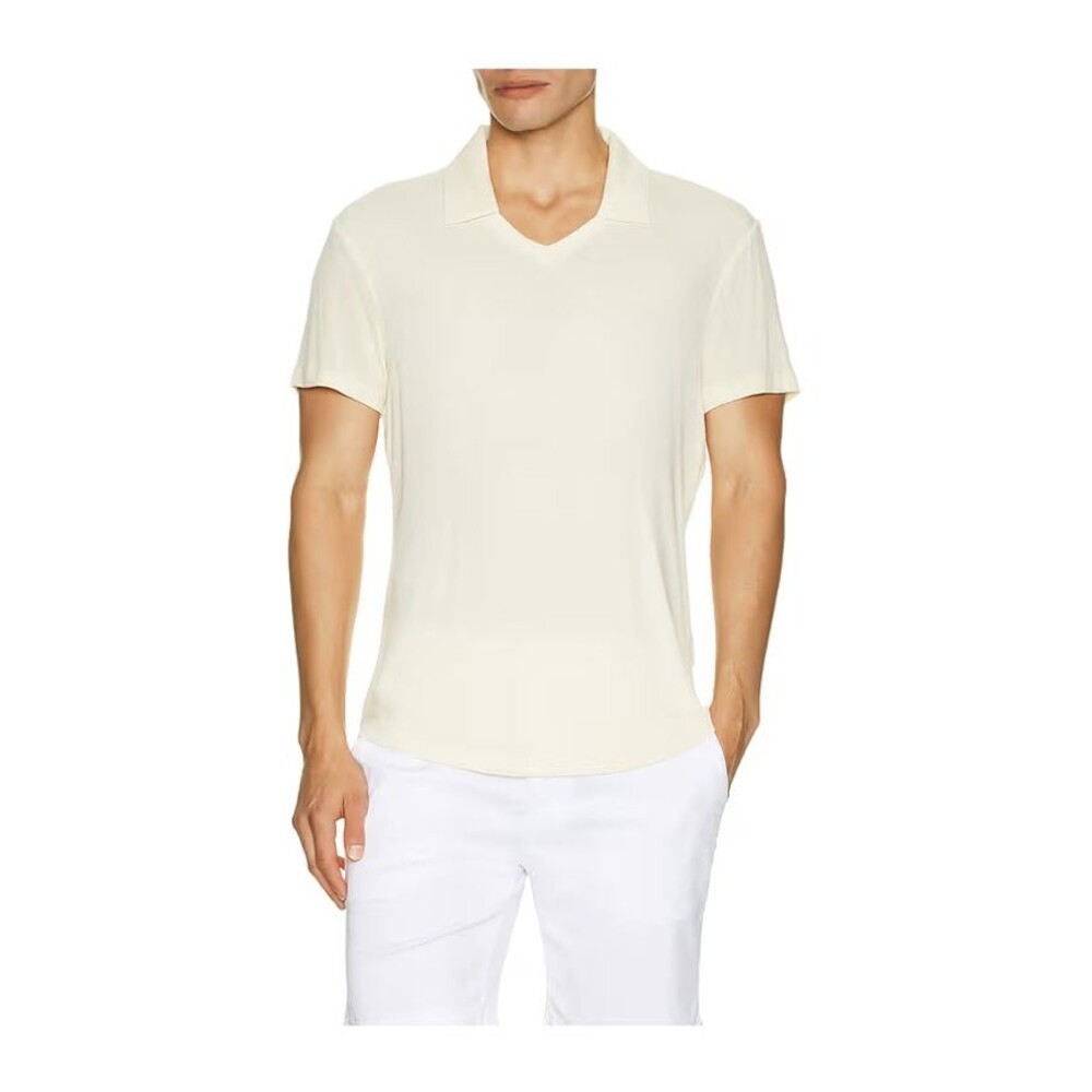 MONFRERE Polo Shirt Mens Large Cream Pullover Stretch Knit BOND $130